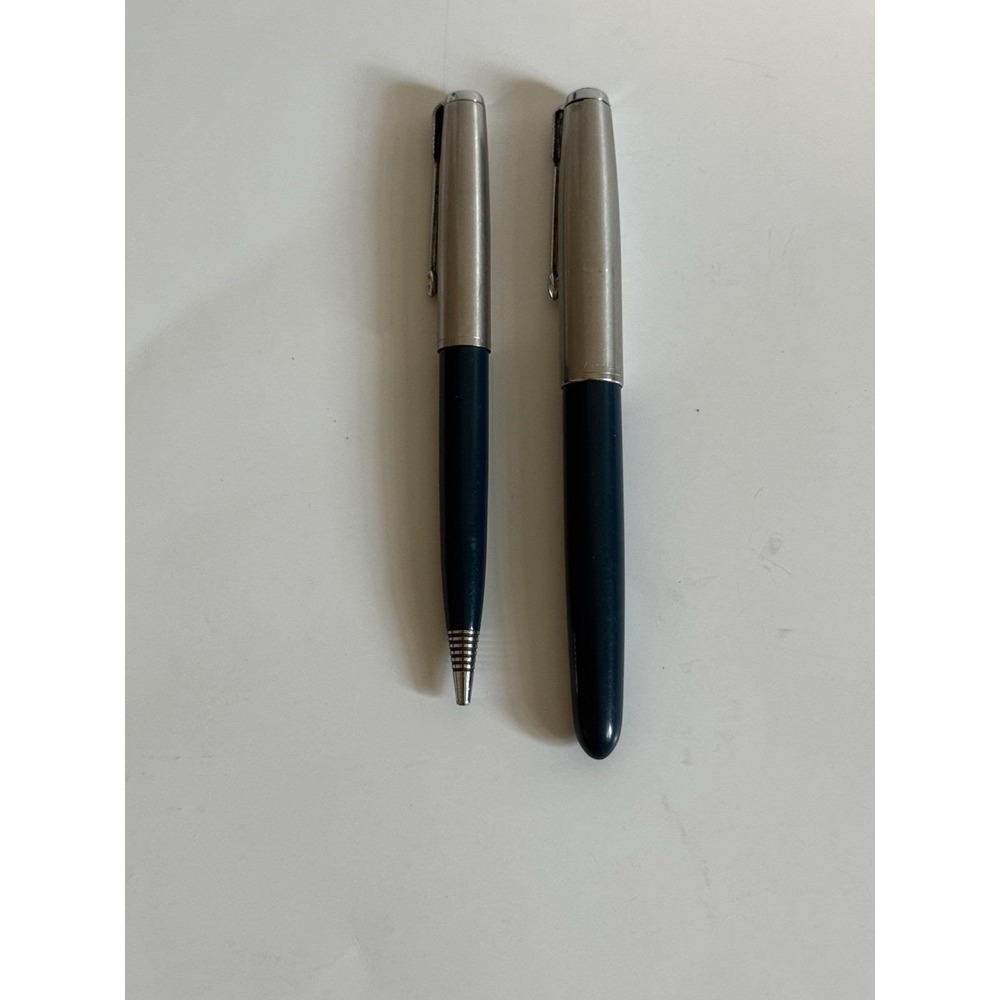 1950 Parker 51 fountain pen and mechanical pencil, Teal Blue